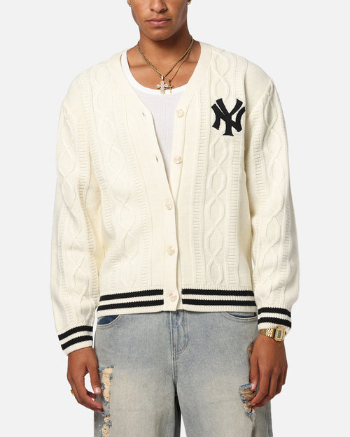 Majestic Athletic New York Yankees Boxy Cardigan Vintage White
