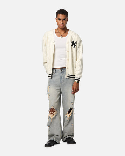 Majestic Athletic New York Yankees Boxy Cardigan Vintage White