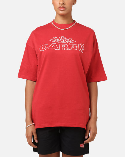 Carre Rosebud Mock Neck T-Shirt Red