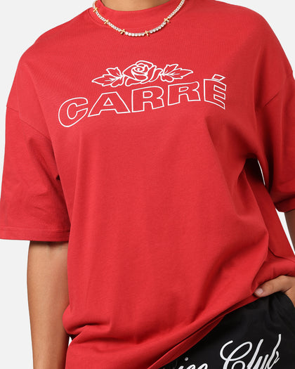 Carre Rosebud Mock Neck T-Shirt Red