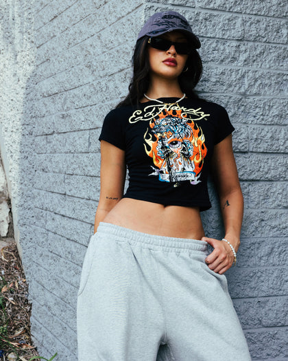 Ed Hardy Women's Tiger Baby T-Shirt Black