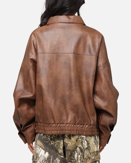 XXIII Vegan Leather Flight Jacket Brown