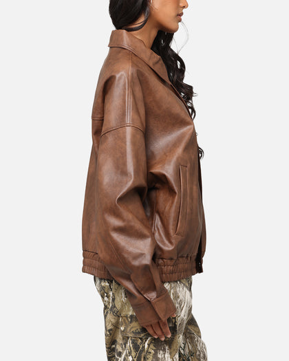 XXIII Vegan Leather Flight Jacket Brown