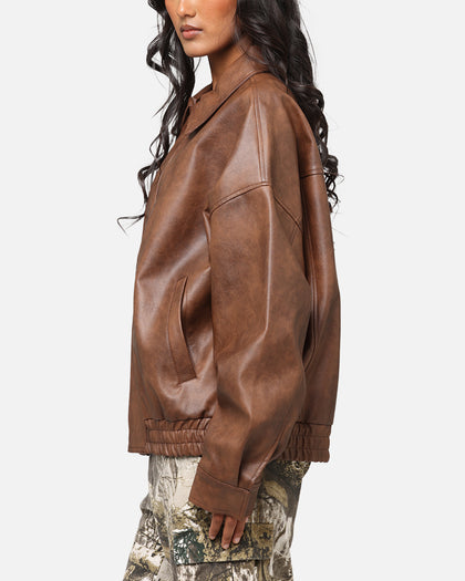 XXIII Vegan Leather Flight Jacket Brown