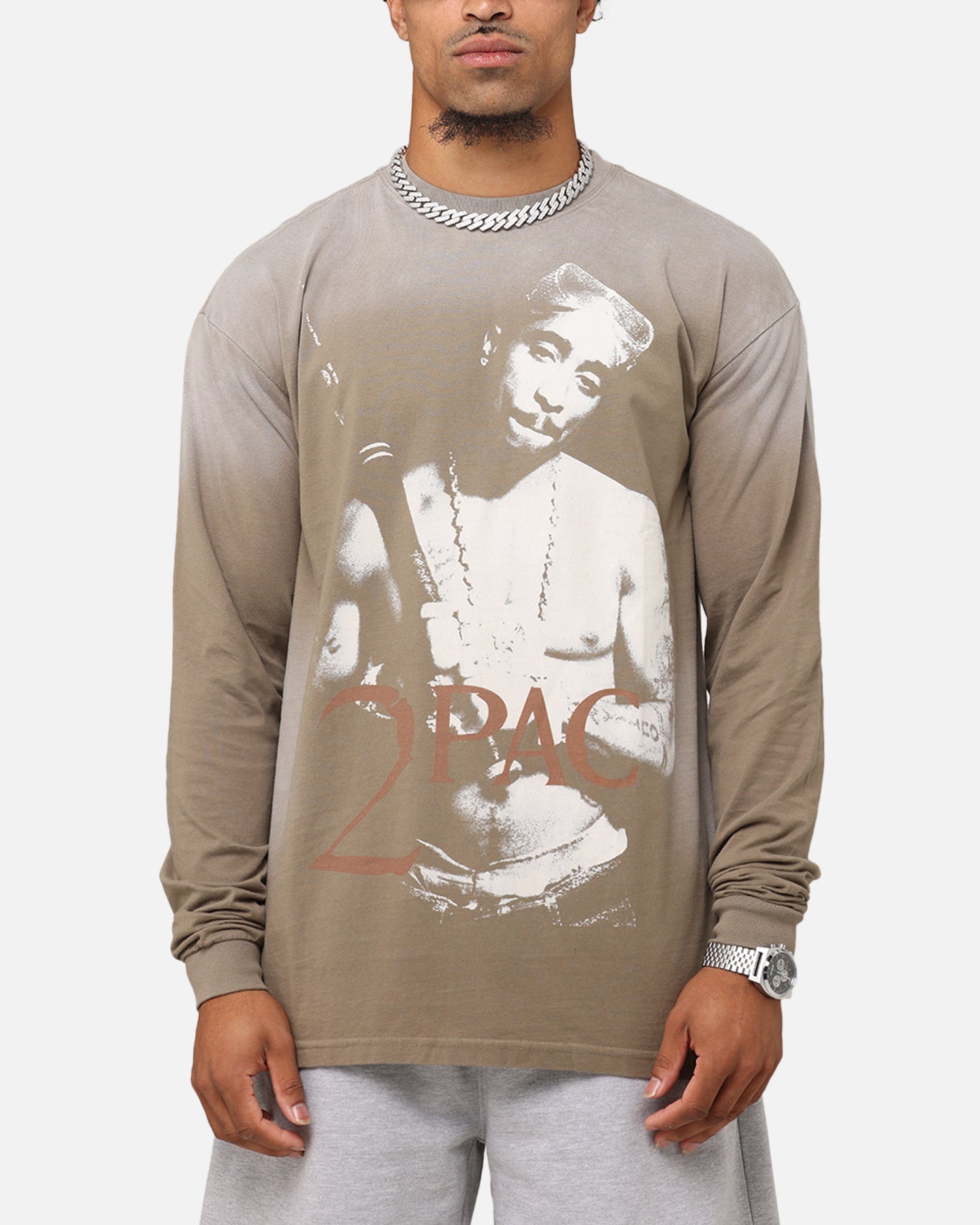 Tupac 2Pac Hem Vintage Long Sleeve T-Shirt Brown | Culture Kings