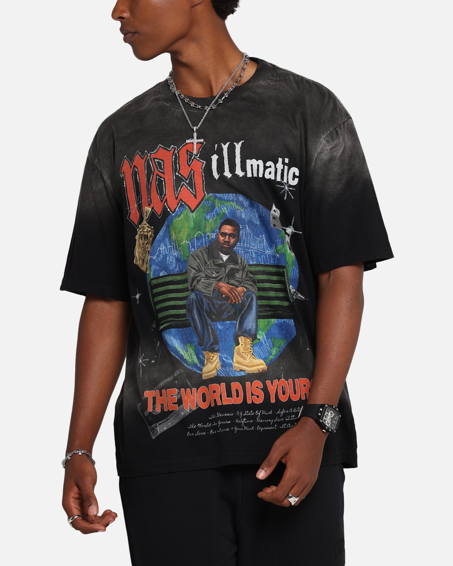 Nas The World Is Yours T-Shirt Washed Black | Culture Kings
