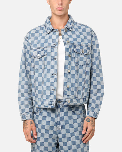 XXIII Checker Board Trucker Jacket Blue