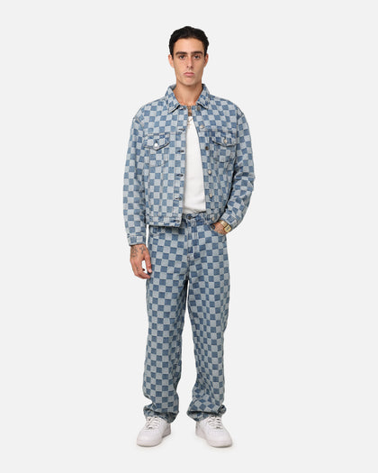 XXIII Checker Board Trucker Jacket Blue