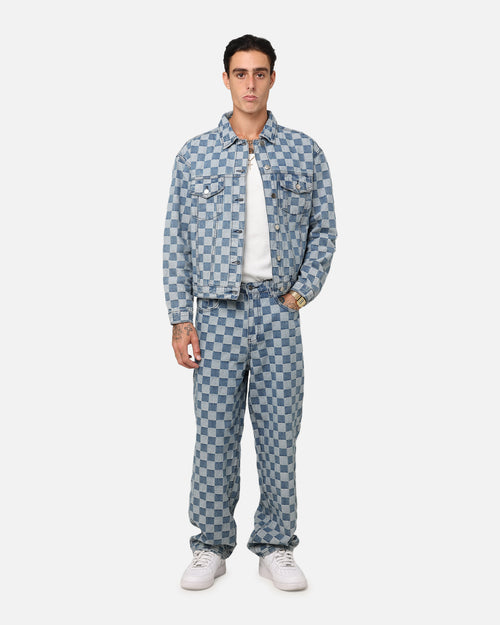 XXIII Checker Board Trucker Jacket Blue