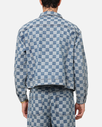 XXIII Checker Board Trucker Jacket Blue
