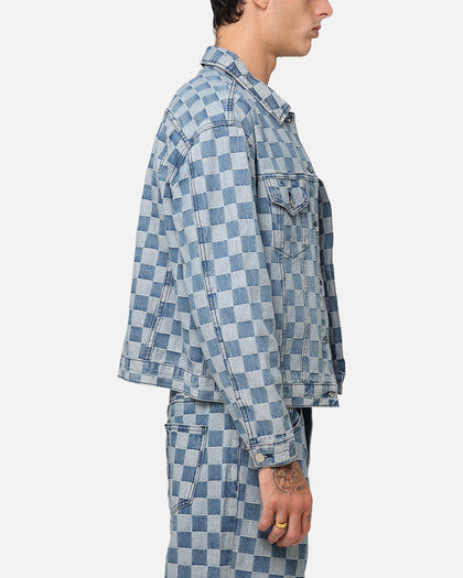 XXIII Checker Board Trucker Jacket Blue
