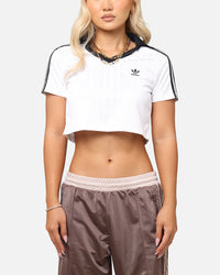 Adidas Women's Jacquard Crop Polo Shirt White