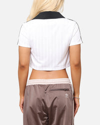 Adidas Women's Jacquard Crop Polo Shirt White