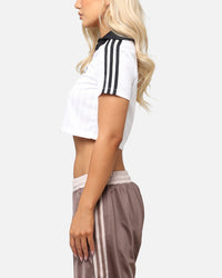 Adidas Women's Jacquard Crop Polo Shirt White