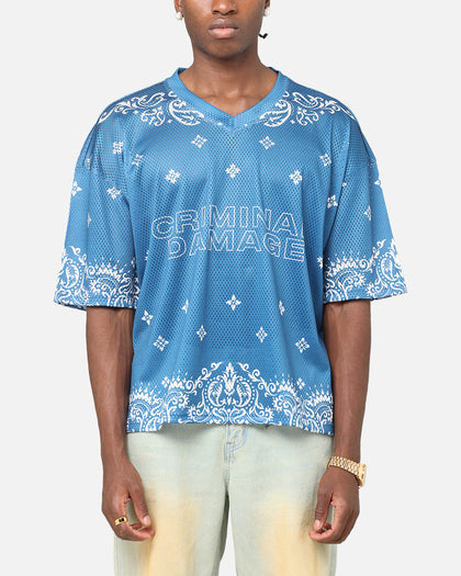 Criminal Damage Paisley Mesh Top Blue/White