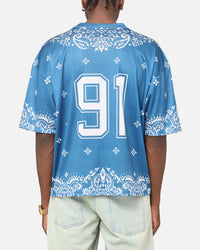 Criminal Damage Paisley Mesh Top Blue/White