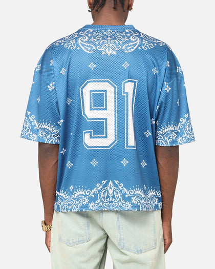 Criminal Damage Paisley Mesh Top Blue/White