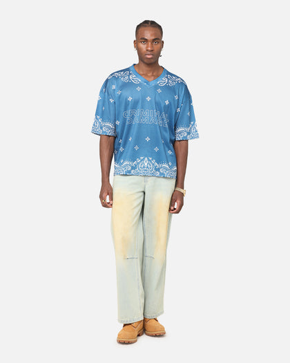 Criminal Damage Paisley Mesh Top Blue/White