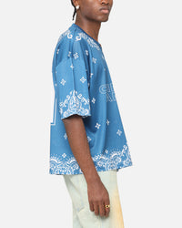 Criminal Damage Paisley Mesh Top Blue/White