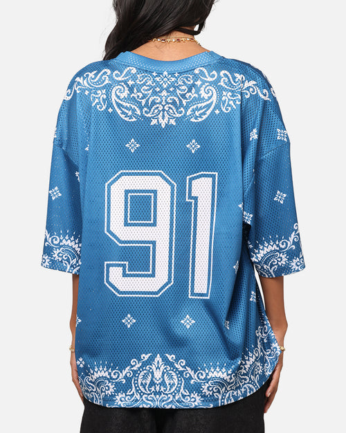 Criminal Damage Paisley Mesh Top Blue/White