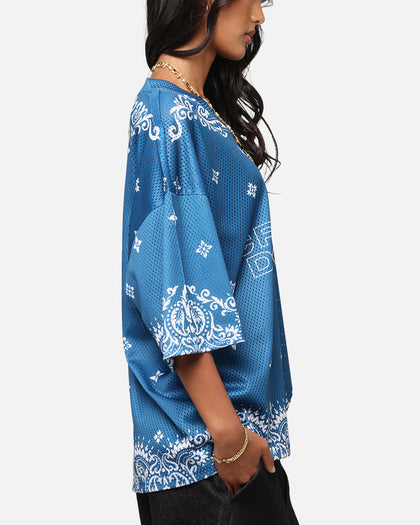 Criminal Damage Paisley Mesh Top Blue/White