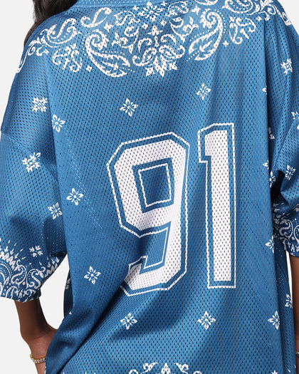 Criminal Damage Paisley Mesh Top Blue/White