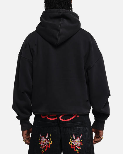 Ed Hardy Distressed Hoodie Black
