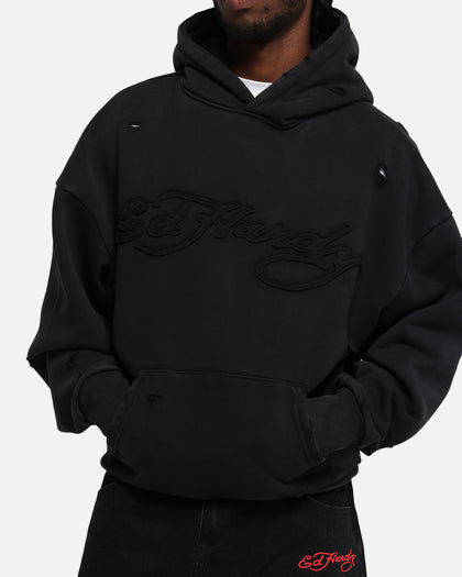 Ed Hardy Distressed Hoodie Black