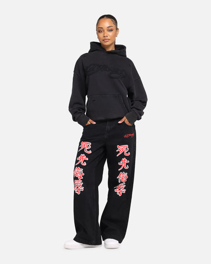 Ed Hardy Distressed Hoodie Washed Black