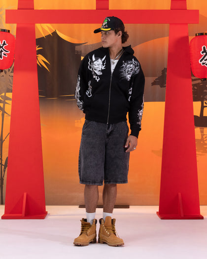 Ed Hardy Floral Zip Hoodie Black