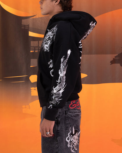 Ed Hardy Floral Zip Hoodie Black