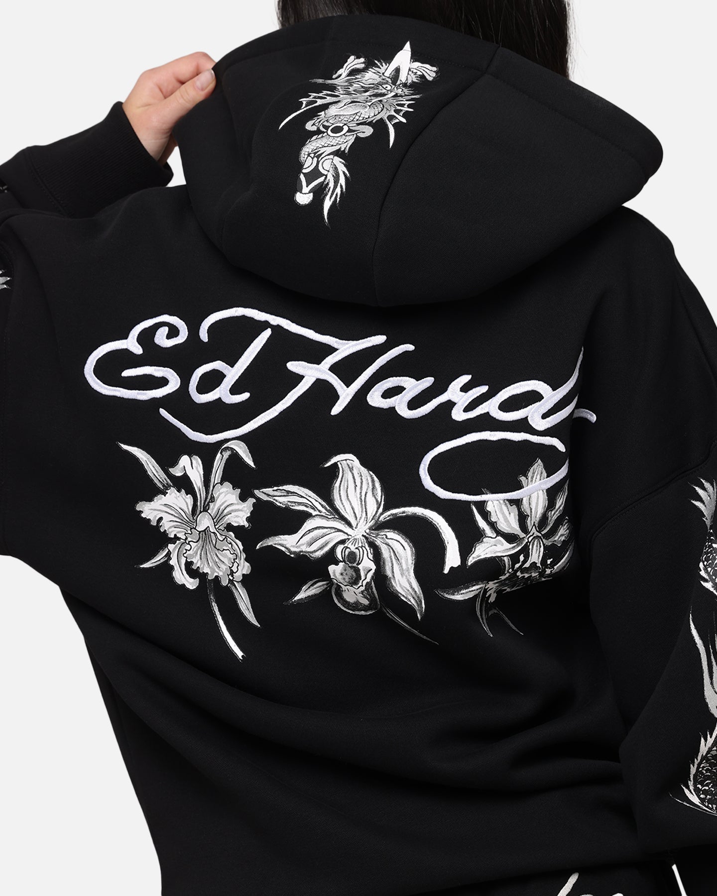 Ed Hardy Floral Zip Hoodie Black | Culture Kings