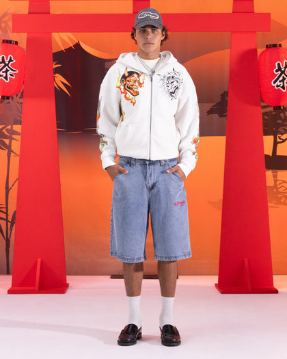 Ed Hardy Floral Zip Hoodie Off White