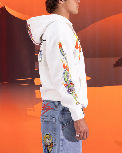 Ed Hardy Floral Zip Hoodie Off White