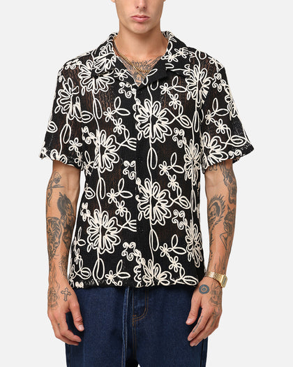 XXIII Resort Knit Button Up Shirt Black/Cream