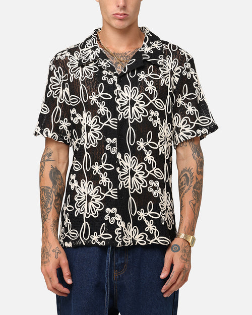 XXIII Resort Knit Button Up Shirt Black/Cream