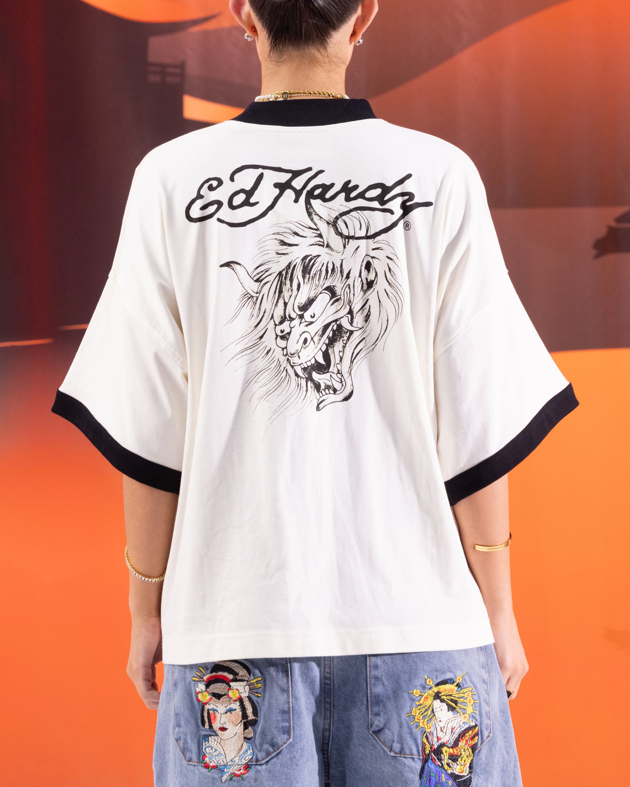Ed Hardy Devil Ringer T-Shirt Off White | Culture Kings