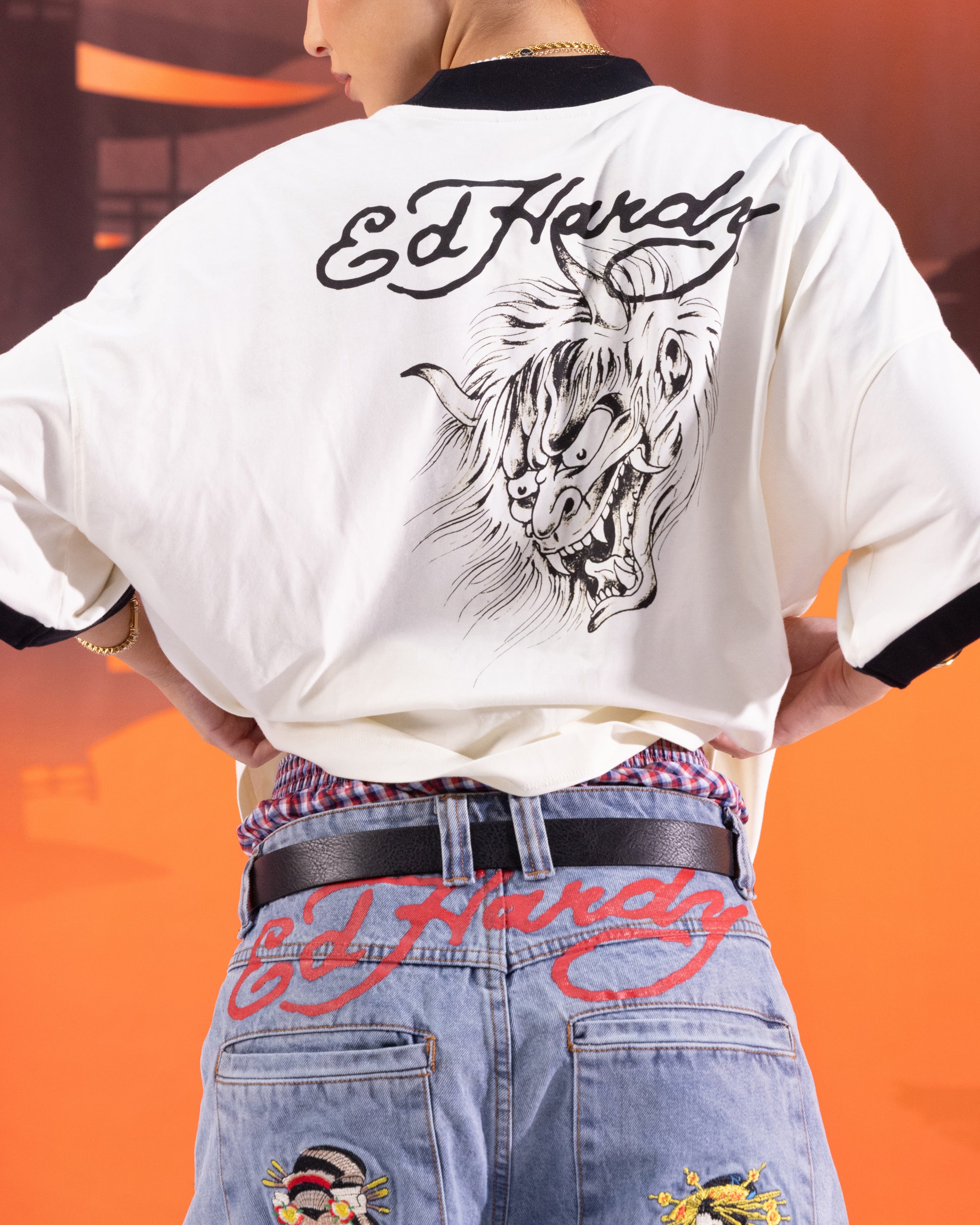 Ed Hardy Devil Ringer T-Shirt Off White | Culture Kings