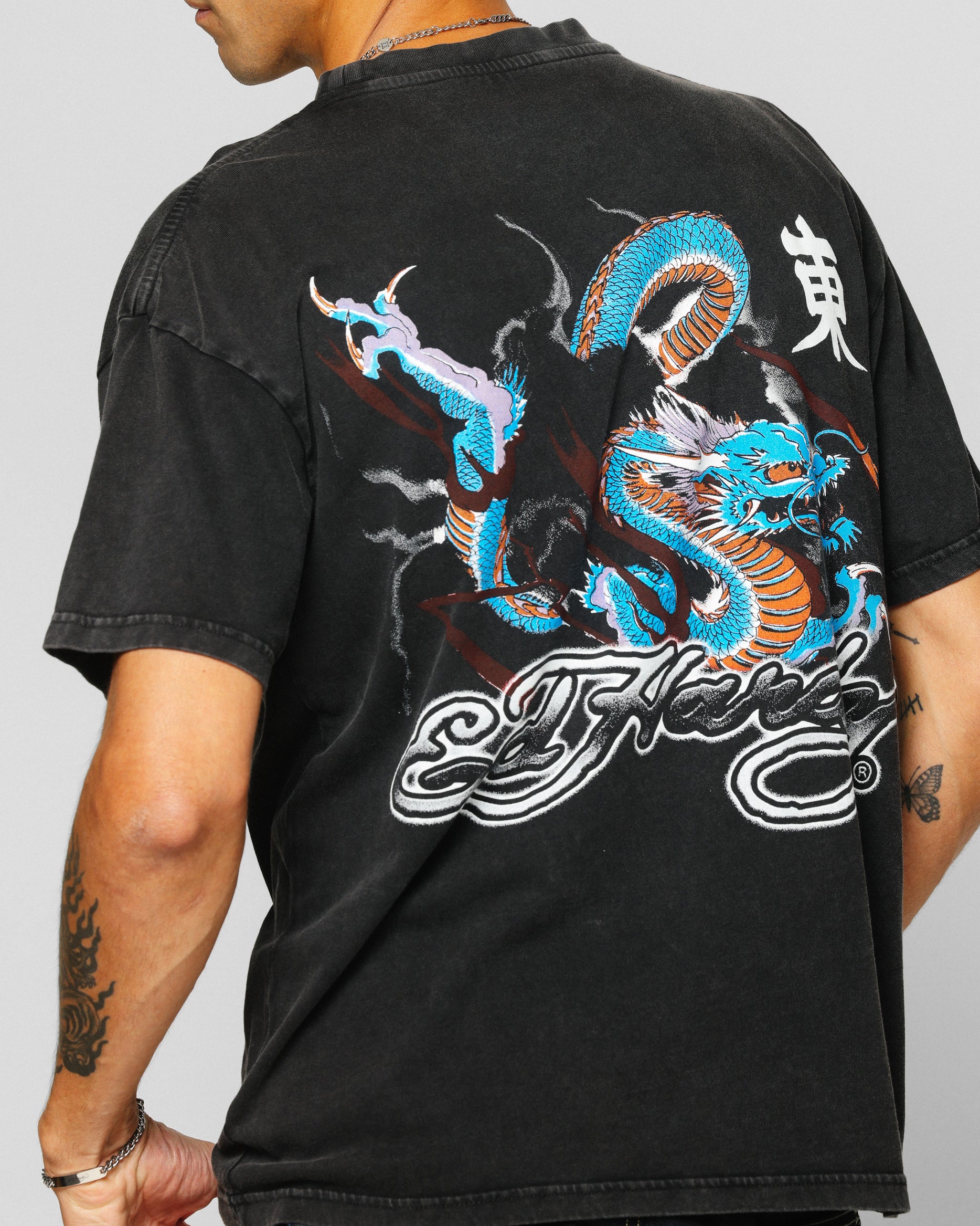 Ed Hardy Dragon Chest T-Shirt Black Acidwash | Culture Kings