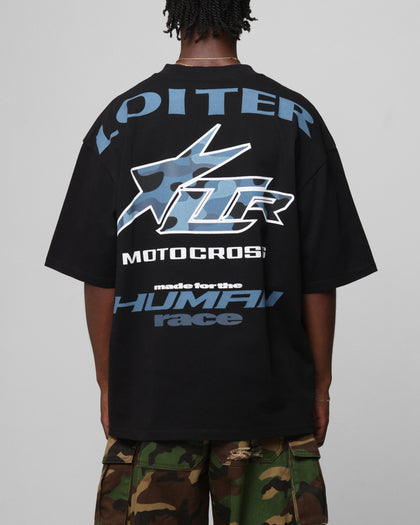 Loiter Motocross Vintage T-Shirt Black/Navy Blue