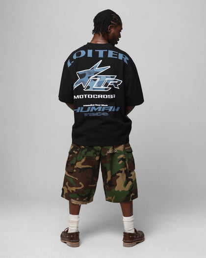 Loiter Motocross Vintage T-Shirt Black/Navy Blue
