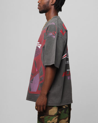 Loiter Motocross Vintage T-Shirt Charcoal/Red