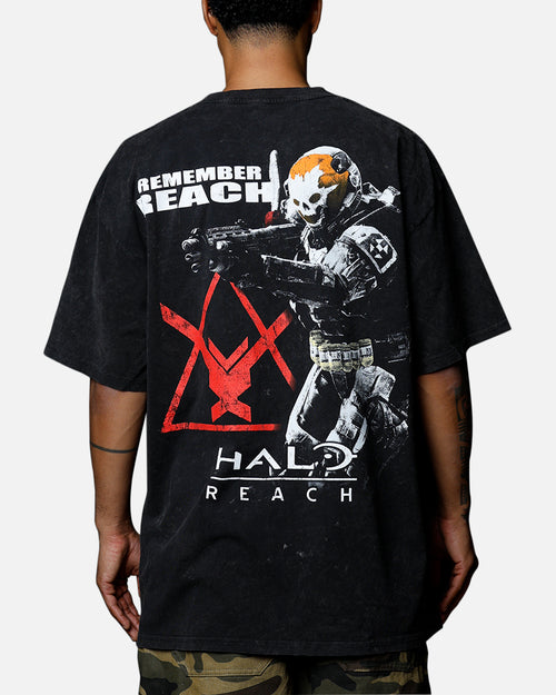 Goat Crew X Halo Halo Reach Emilie Big Head Vintage T-Shirt Black Acidwash
