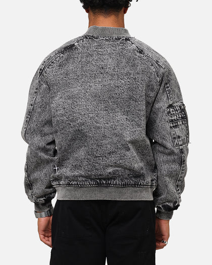 Saint Morta Flight Denim Jacket Black Stonewash