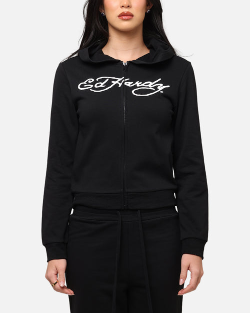 Ed Hardy Women's Flora Zip Hoodie Black