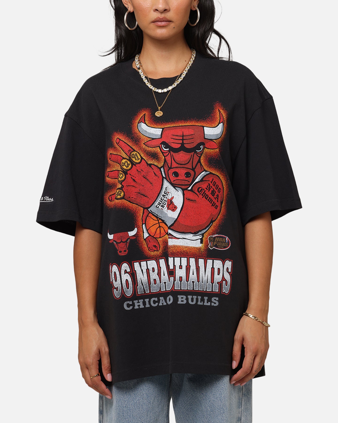 Mitchell & Ness Chicago Bulls '96 NBA Champs T-Shirt Faded Black