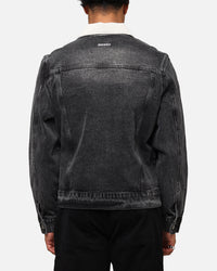 Saint Morta Gothic Distressed Denim Jacket Black Shadow