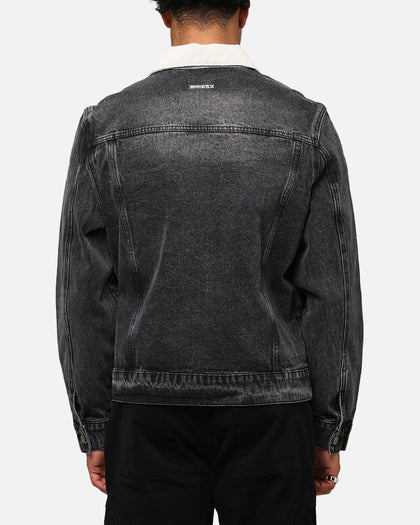 Saint Morta Gothic Distressed Denim Jacket Black Shadow