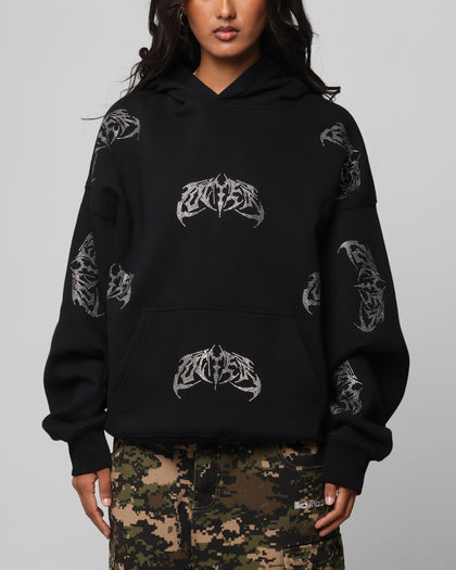 Loiter Metal Rhinestone Hoodie Black