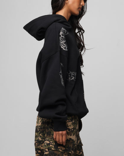 Loiter Metal Rhinestone Hoodie Black